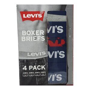 Levis Mens Boxer Briefs 4 Pack Cotton Stretch XL Navy & Gray Tag Free